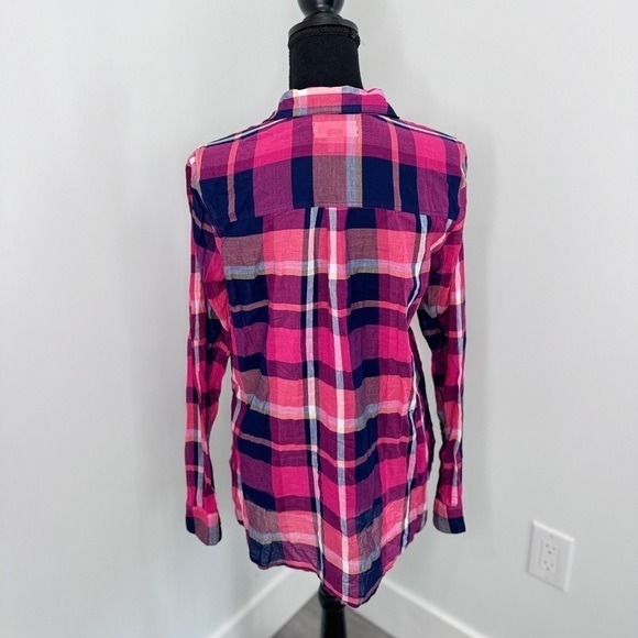 Old Navy Classic Plaid Lightweight Sheer Button Up (M) - Picture 5 of 7